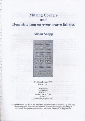 Mitring Corners and Hem stitching on Even-weave fabrics - Alison Snepp