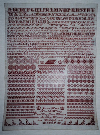 JANE REES - A Bristol Orphan House Sampler 1869 - The Scarlet Letter