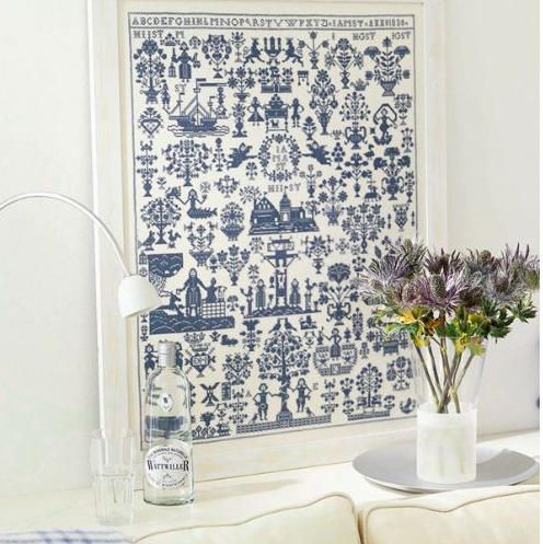 SAMPLER BLUE - ANNO 1830 - Permin of Cophenhagen