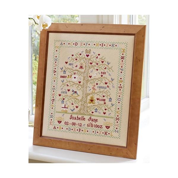 TREE A-Z BIRTH SAMPLER - GIRL - Historical Sampler Company