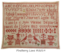 MARIE JOURNET 1863 SAMPLER - Pineberry Lane