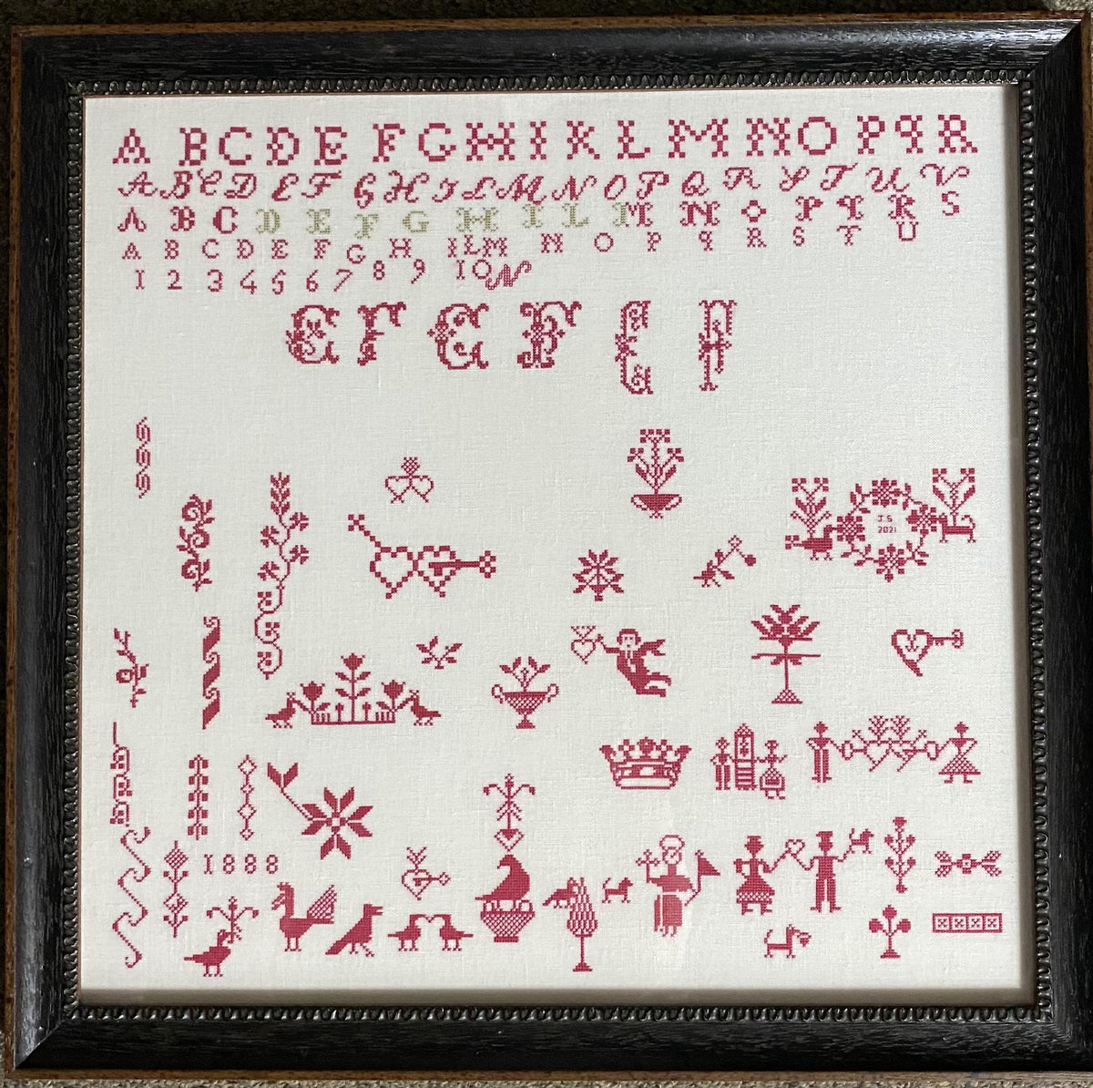 NEEDLEWORK PRACTICE BY A SCHOOLGIRL 1888 - Gigi R Designs,  Private Collection