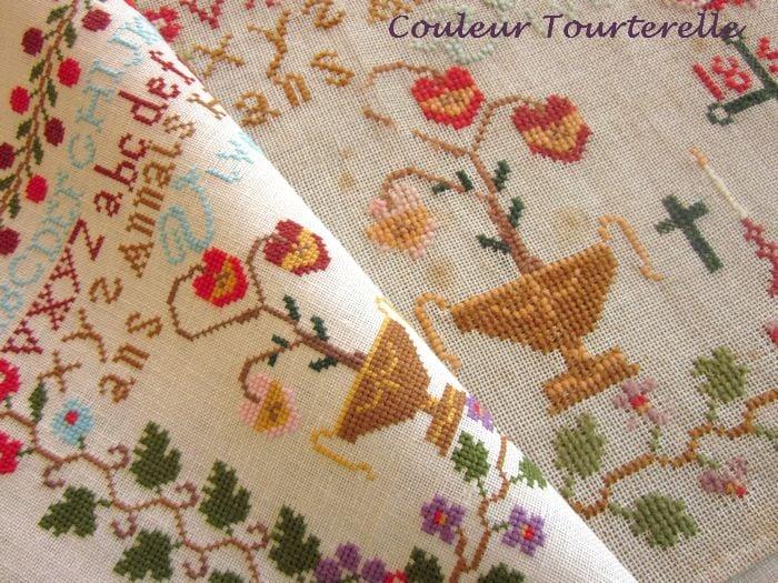 Anais Hermite 1856 Reproduction Sampler - Couleur Tourterelle