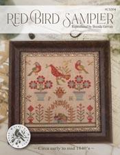 RED BIRD SAMPLER ~  an antique reproduction - With Thy Needle & Thread