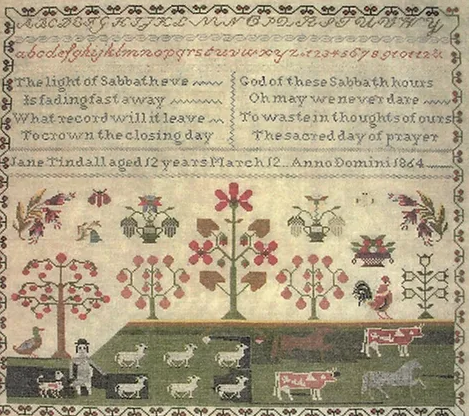 JANE TINDALL 1864 SAMPLER - NeedleWorkPress