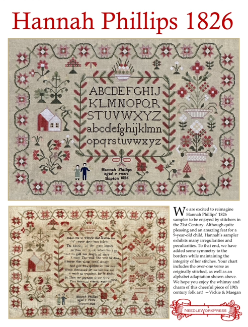 HANNAH PHILLIPS 1826  - Reproduction by NeedleworkPress