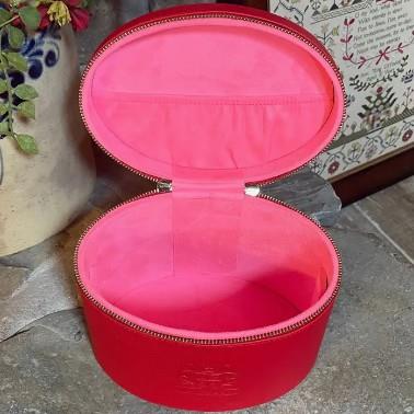 Red Small Leather Needlework Case - WinterBury Leather Goods