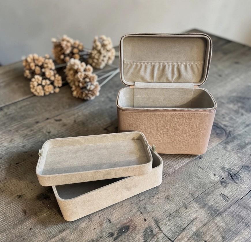 Khaki Double Tray Sewing Case - WinterBury Leather Goods
