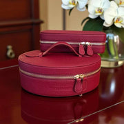 Maroon Leather Travel Case Needlework Case - WinterBury Leather Goods