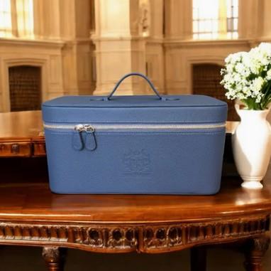 Indigo Large Rectangular Leather Needlework Case - WinterBury Leather Goods