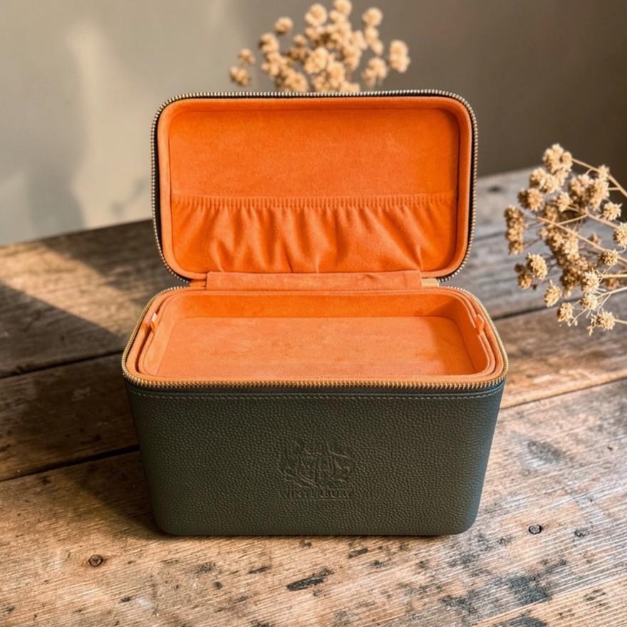 Greenish Teal Double Tray Sewing Case - WinterBury Leather Goods