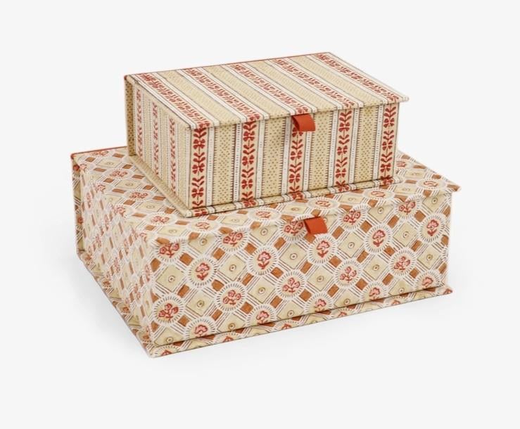 Block Print Paper Keepsake Boxes