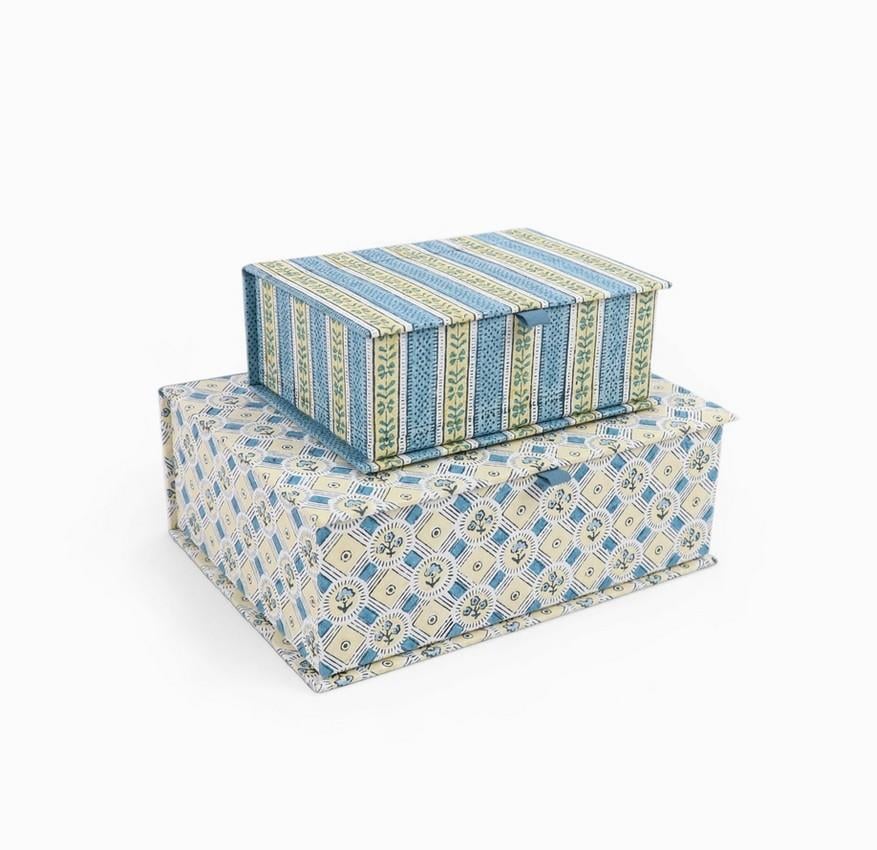 Block Print Paper Keepsake Boxes