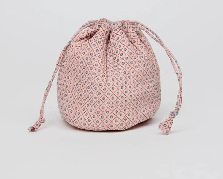 Block Print Quilted Drawstring Pouches