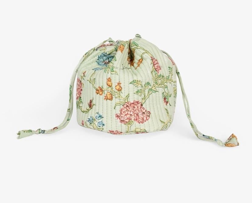 Block Print Quilted Drawstring Pouches