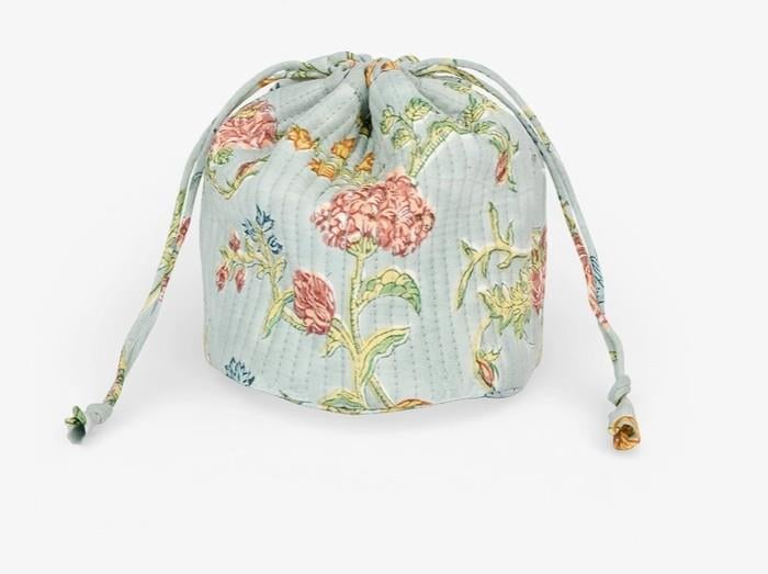 Block Print Quilted Drawstring Pouches