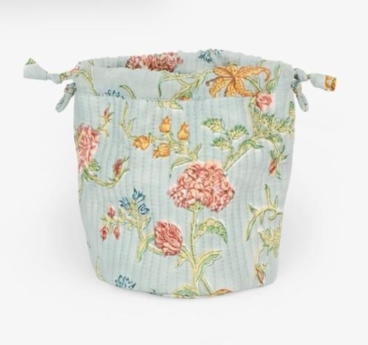 Block Print Quilted Drawstring Pouches