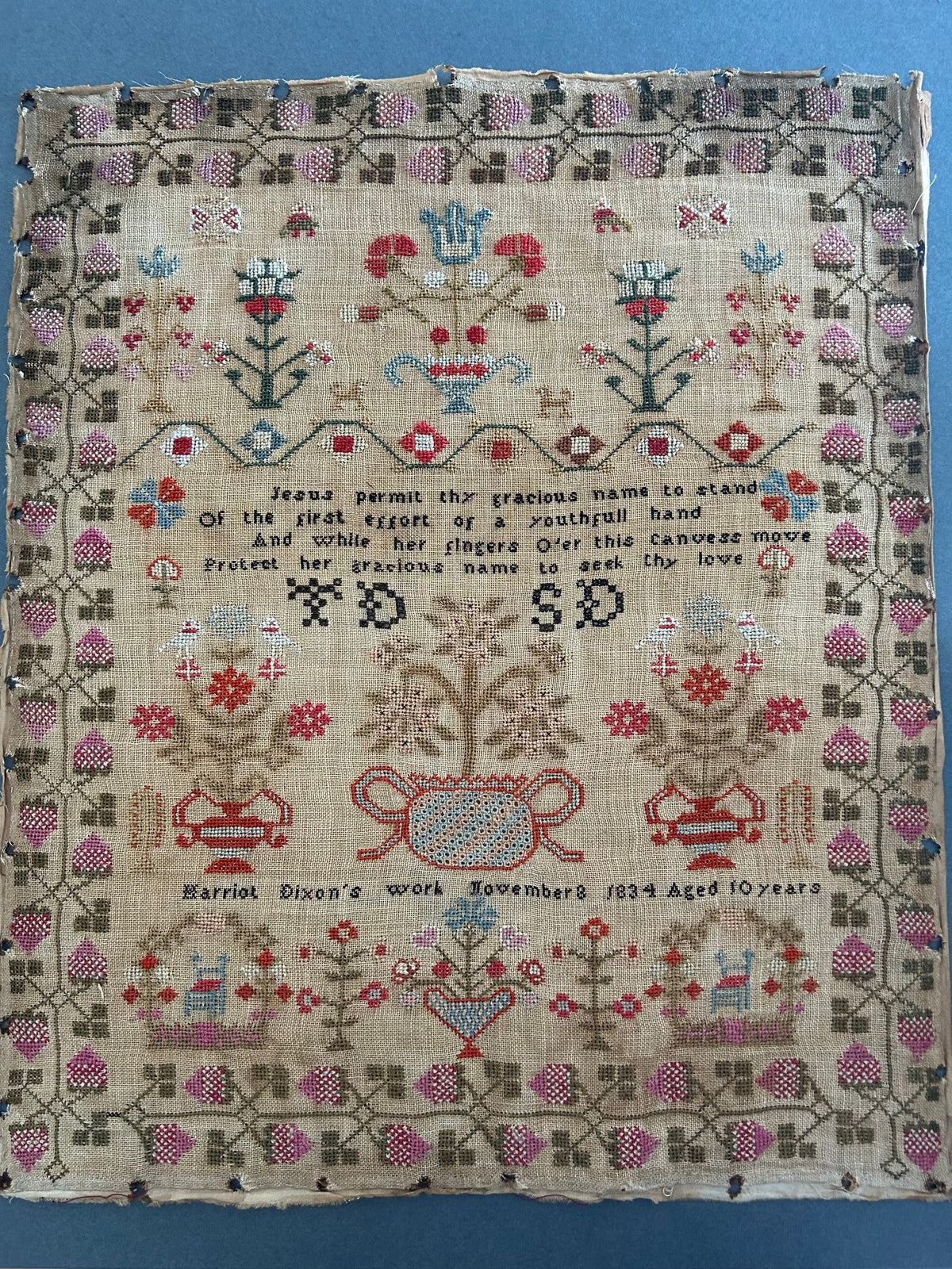 Harriot Dixon 1834 - Reproduction by Haystack Stitching